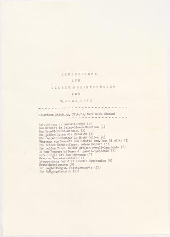 Montagsveranstaltung Nikolaus Harnoncourt, Historische Aufführungspraxis, Händel, Georg Friedrich: Messiah (Der Messias) - 10 Termine Wintersemester 1982