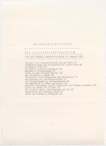 Dienstagsveranstaltung Nikolaus Harnoncourt: Historische Aufführungspraxis: Streichinstrumente