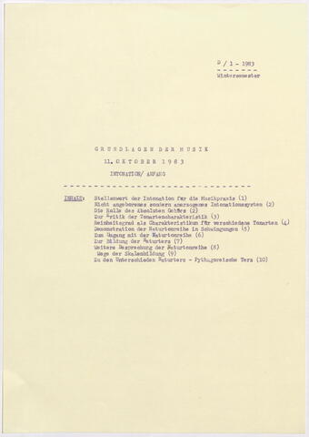 Dienstagsveranstaltung Nikolaus Harnoncourt, Grundlagen der Musik: Intonation