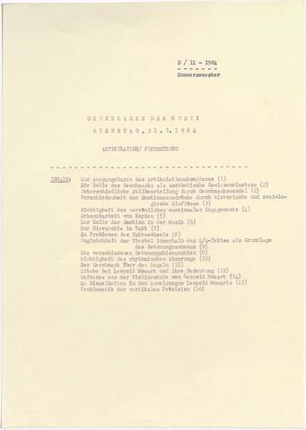 Dienstagsveranstaltung Nikolaus Harnoncourt, Grundlagen der Musik: Artikulation