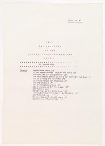 Nikolaus Harnoncourt, Grundlagen der Musik: Seminar in München