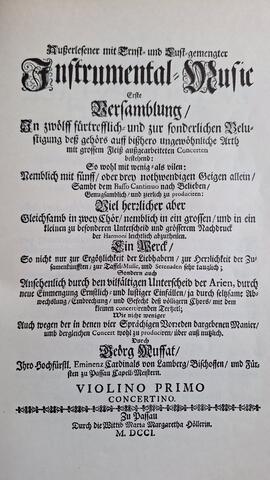 Muffat, Georg: Auserlesener mit Ernst und Lust gemengter Instrumental-Music... Passau 1701