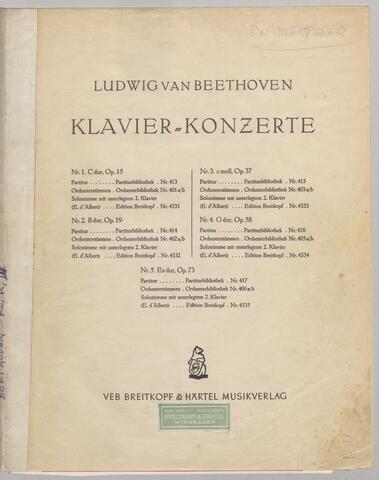 Beethoven, Ludwig van: Konzert für Klavier und Orchester Nr.3 c-moll op.37